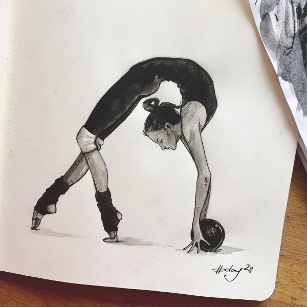 Шпагат рисунок карандашом