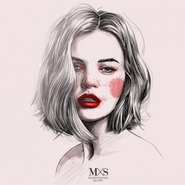 Портрет девушки с каре карандашом