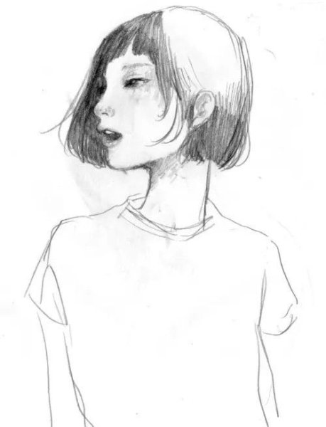 Скетчи девушек с короткими волосами