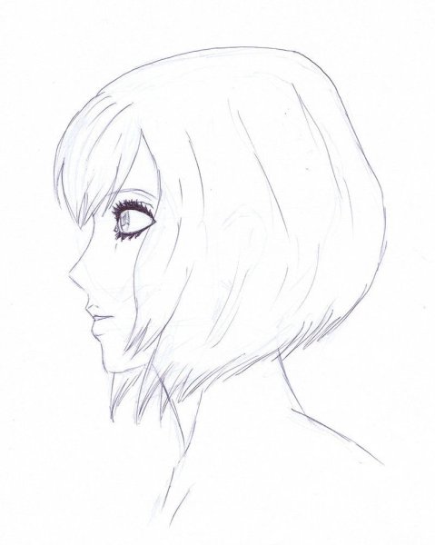 Нарисованная девушка с каре