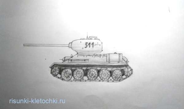 Танк т-34 карандашом