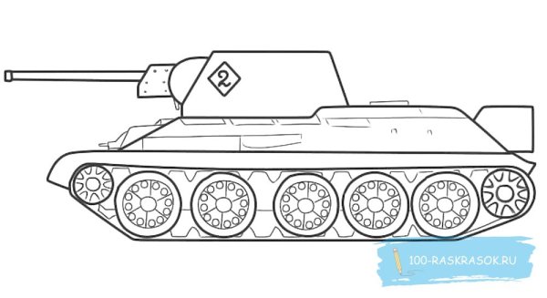 Танк т34 рисунок сбоку