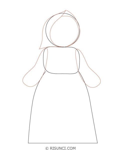 Поэтапное рисование бабушки