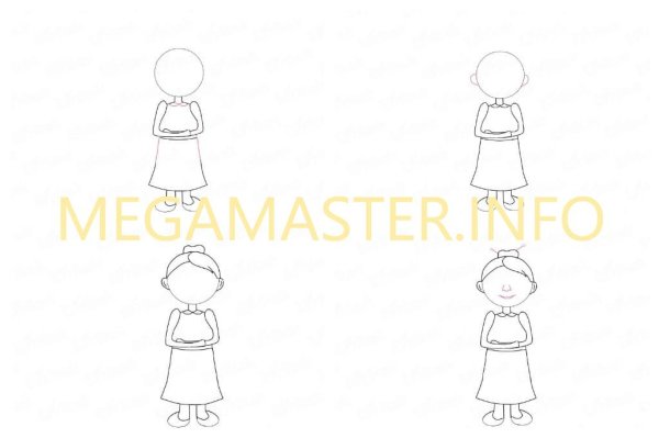 Поэтапное рисование бабушки