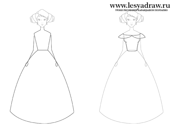Рисунок платья поэтапно