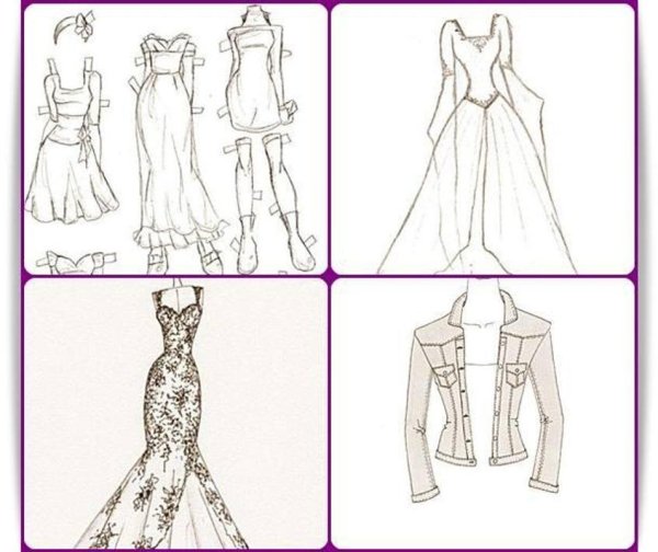 Поэтапное рисование платья