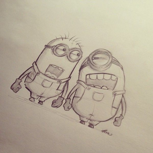 Рисунок миньона простым карандашом