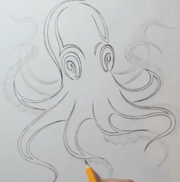 Нарисовать осьминога пошагово