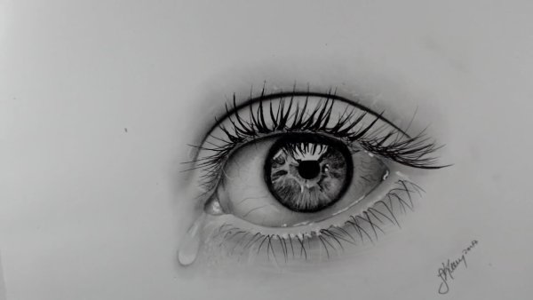 Глаз со слезой карандашом