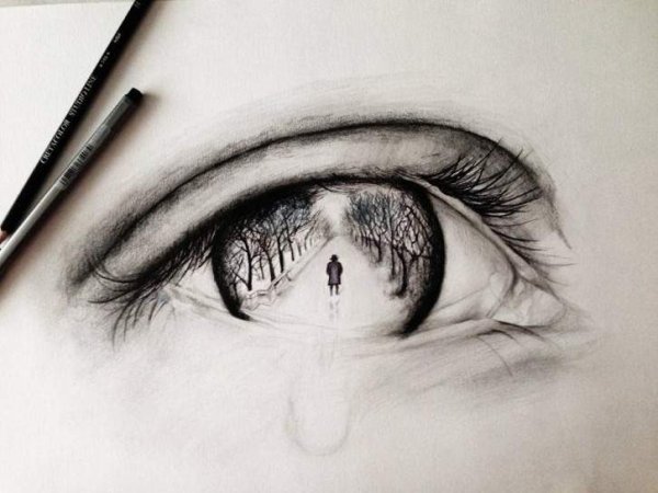 Глаз со слезой карандашом