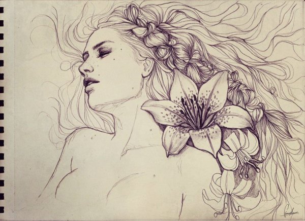Красивые рисунки девушек карандашом сложные