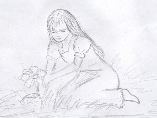 Нарисовать сидящую девочку