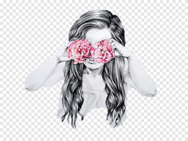 Девушка с цветами рисунок карандашом