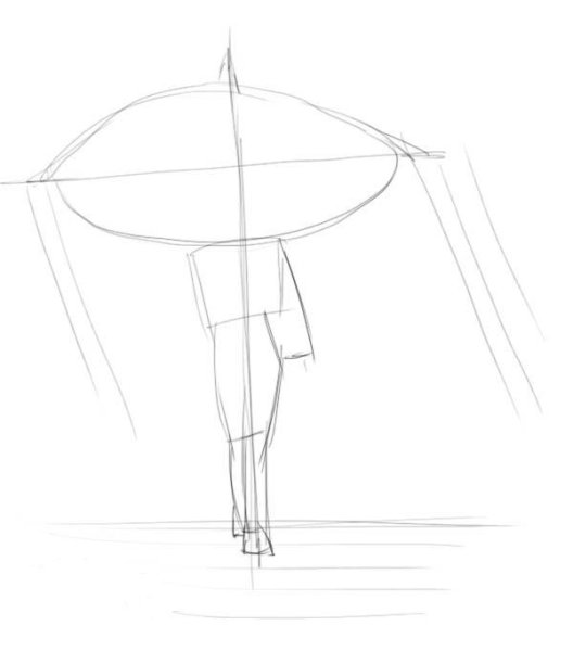 Зарисовка человека с зонтом