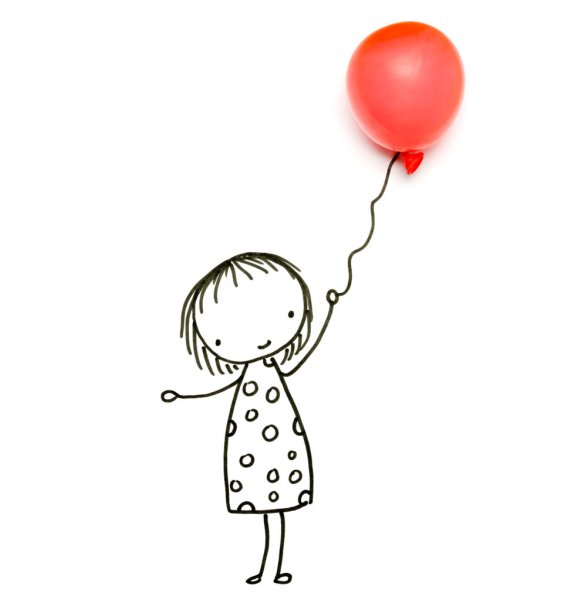 Девочка с шариками раскраска