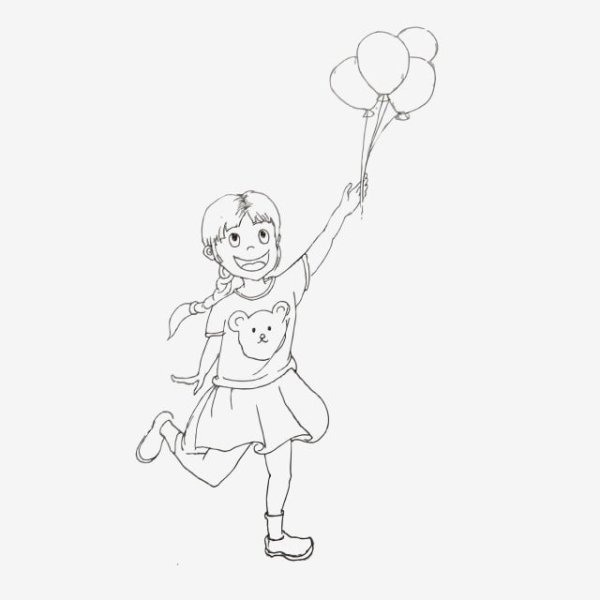 Девочка с шариками рисунок