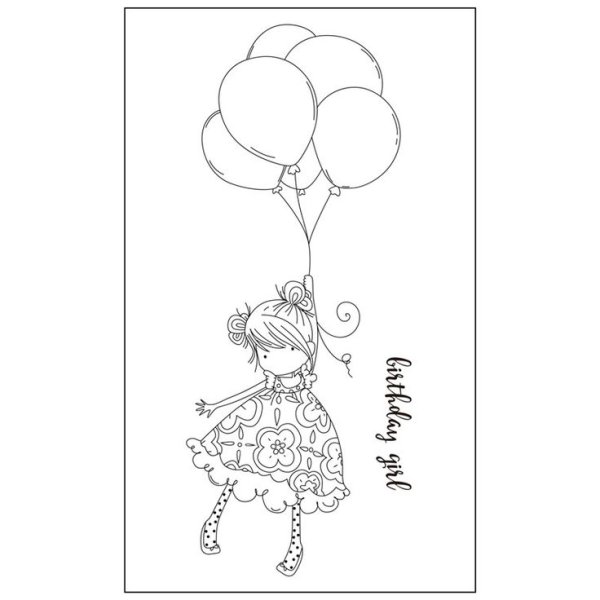 Нарисованная девочка с шариками