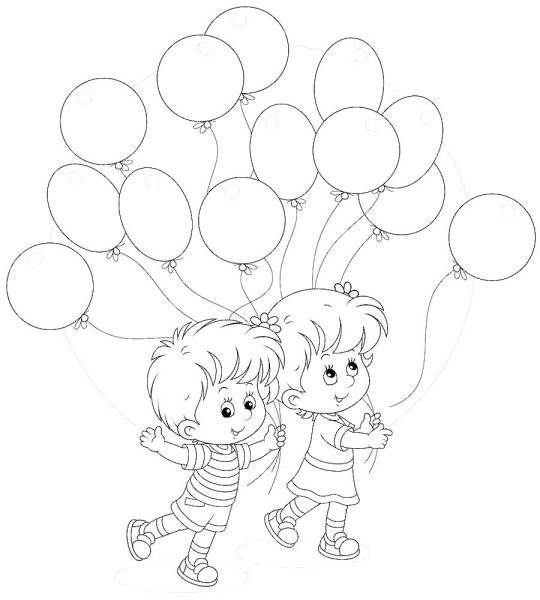Девочка с шариками раскраска