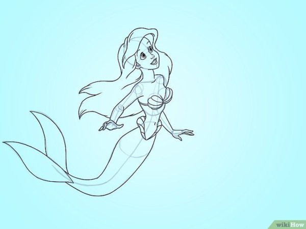 Русалка цветными карандашами