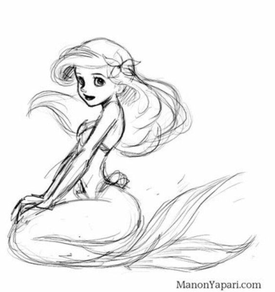 Русалка рисунок карандашом