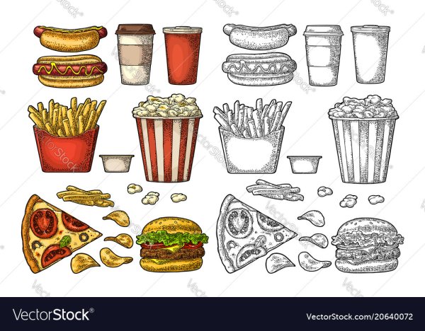 Фаст фуд рисунок вектор