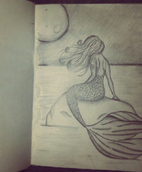 Русалка карандашом без лица