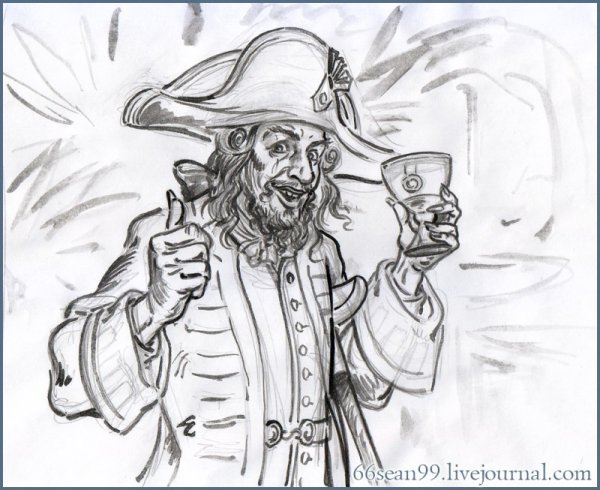 Раскраска пираты Карибского моря Капитан Барбосса