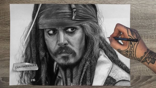 Капитан Джек Воробей чб