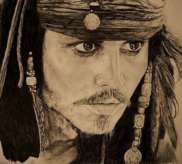 Джонни Депп портрет тушью