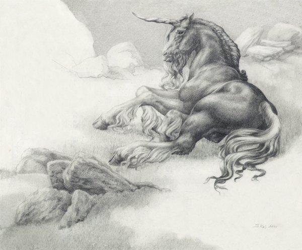 Лошади фэнтези карандашом