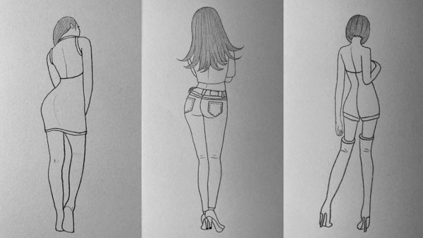 Девушка карандашом в полный рост