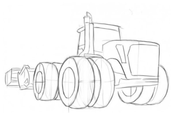 Трактор рисунок карандашом