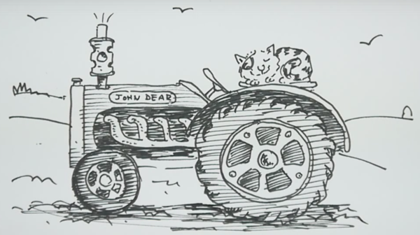 Трактор мультяшный карандашом