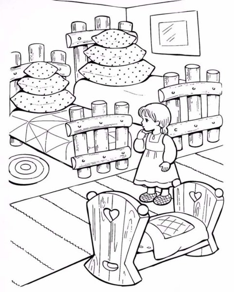 Раскраска к сказке три медведя для детей