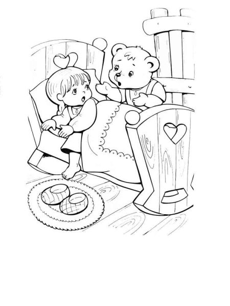 Маша и три медведя сказка раскраска