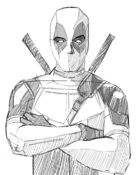 Дэдпул рисунок карандашом для срисовки