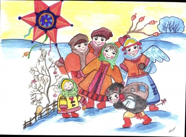 Колядки рисунок легкий