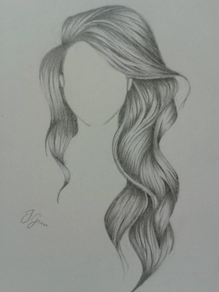Распущенные волосы карандашом
