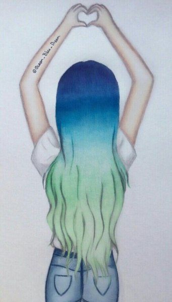 Нарисованная девушка с хвостом