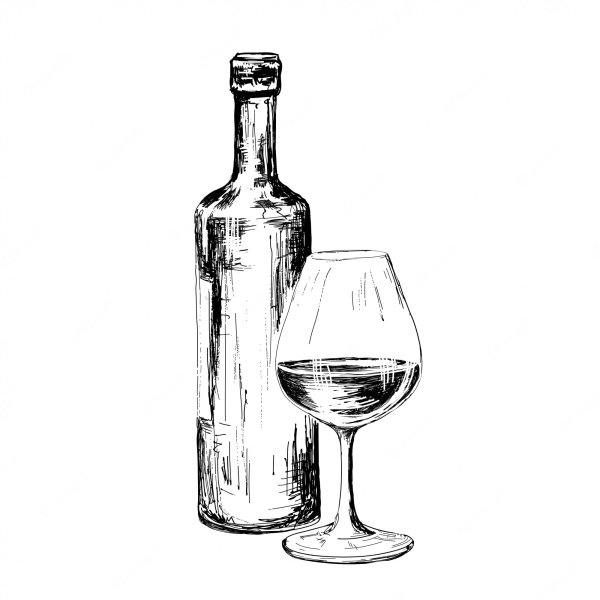 Бутылка вина карандашом