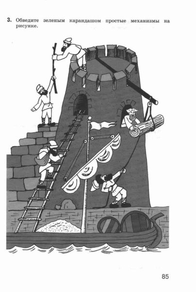 3. Обведите зеленым карандашом простые механизмы на рисунке.