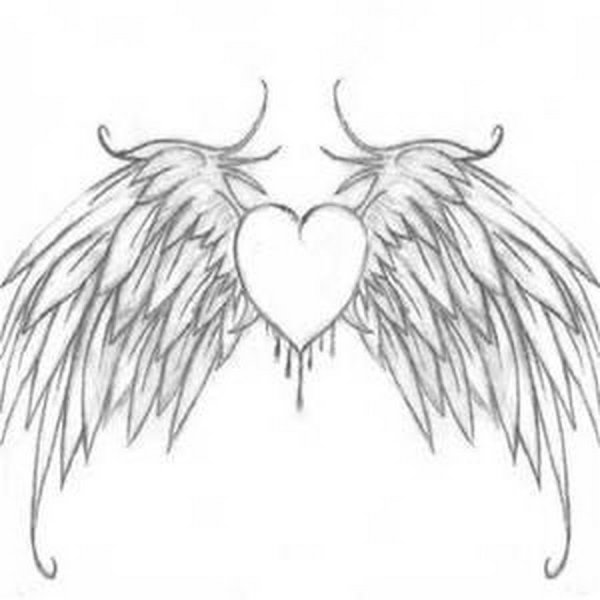 Рисунки карандашом сердечки с крыльями