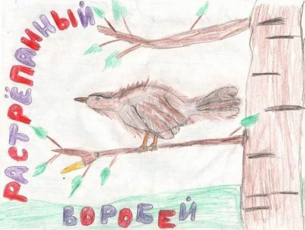 Рисунок про растрепанного воробья 3 класс