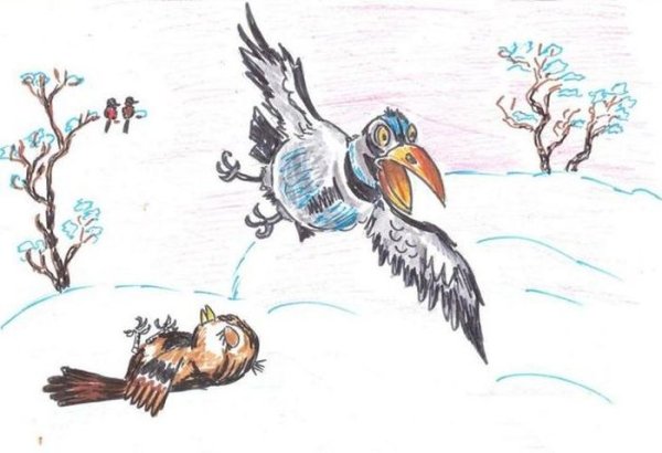 Иллюстрация растрепанный Воробей 3 класс