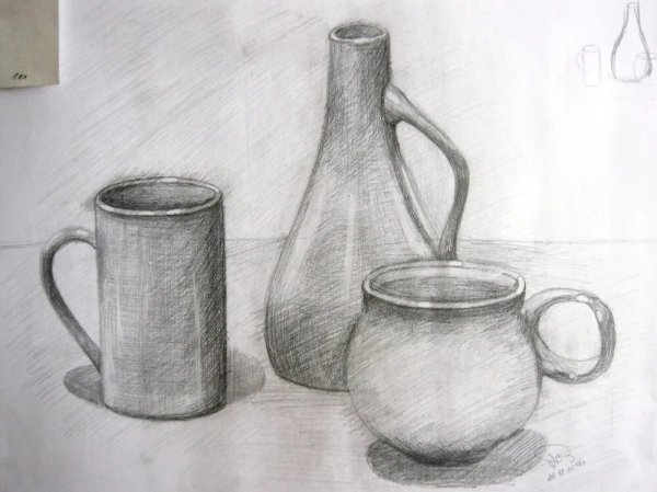 Рисование натюрморта из предметов быта.