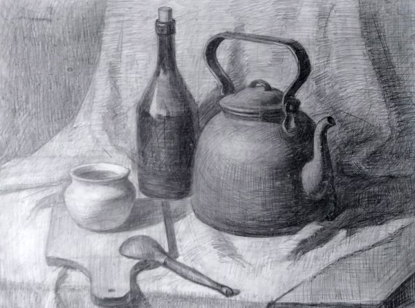Бытовой натюрморт карандашом