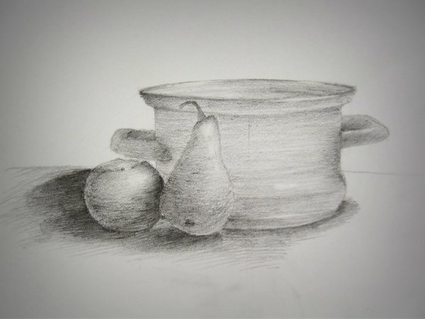 Натюрморт с тенью карандашом