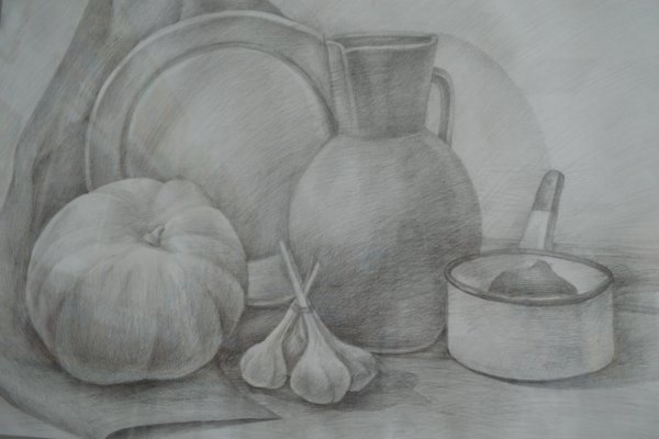 Овощной натюрморт карандашом