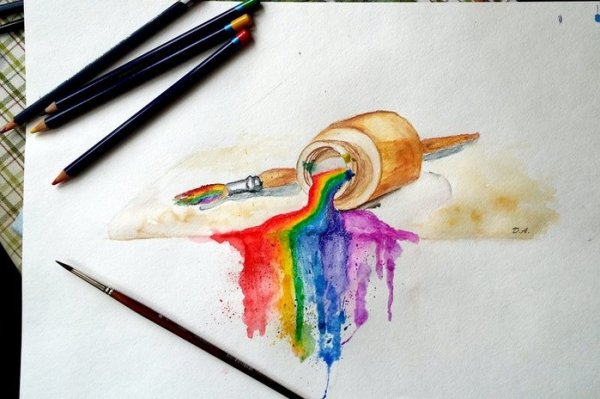 Рисование акварельными карандашами