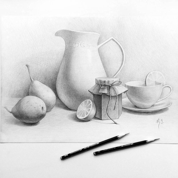 Натюрморт рисунок карандашом